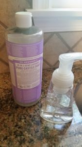 Super Simple Fun DIY Foaming Hand Soap recipe with only two ingredients. It's naturally scented with essential oils. Learn how to make foaming hand soap in minutes - you just need a foaming hand soap dispenser. My 5-year-old whips it up in a flash and you can too. Find out how - click now. Foaming hand soap recipe - FREE printable! @naturalsoapmom.com #handsoaps #handmade #easydiy #easydiyhomedecor #soapmaking #soapmakingsupplies #soapmaker 