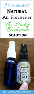 House Smells? Here's a simple natural skinky bathroom solution. DIY Natural Air Freshener Spray is easy to make. Tips to keep your home smelling fresh - bathroom, car, kitchen and more. Use essential oils that work better to deodorize then lemon alone. Learn how to make a knock off poo pourri spray and keep your home fresh. One spray - so many uses! @naturalsoapmom.com #naturalairfreshener #naturalairfresheners #airfreshenerspray #poopourri #housestinks #roomspray #stinkybathroom #airfreshener #airfresheners #airfreshenerbags #airfreshenermurah #airfreshenerPRO #naturalliving #naturalliving #diy #housestinksnow #febreeze #homemade #housestinksthough#momlife #febreezefresh #bathroomgoals #handmade #stinksgood