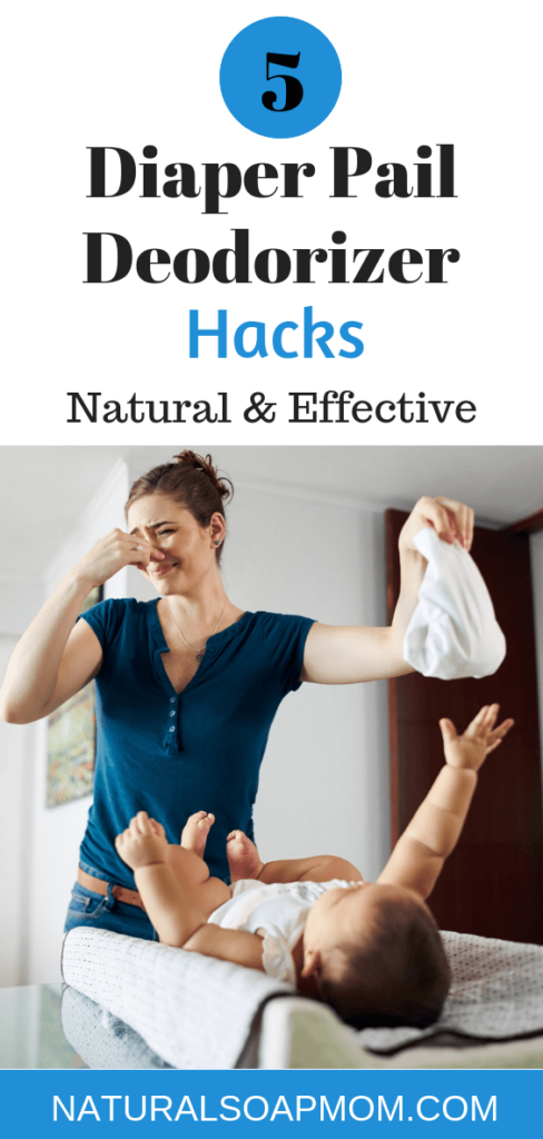 Learn the 5 best diaper pail deodorizer hacks to banish the stink for good. Safe to use around your kids and effective! Useful for both cloth diapers and disposables. Great alternative to expensive diaper genies that don't work. Baking soda and essential oils are some of my favorites. Click to get stink free today!